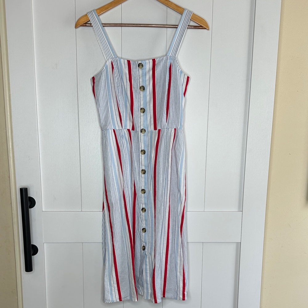 Tommy Hilfiger Red and White Striped Midi Dress Size XS